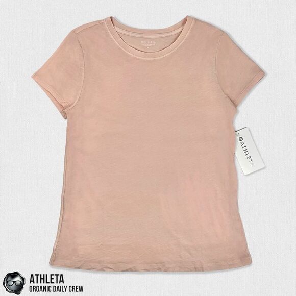 ATHLETA ORGANIC DAILY CREW TEE SHIRT IN BALLERINA GOWN PINK COTTON SIZES M OR L - Picture 3 of 14